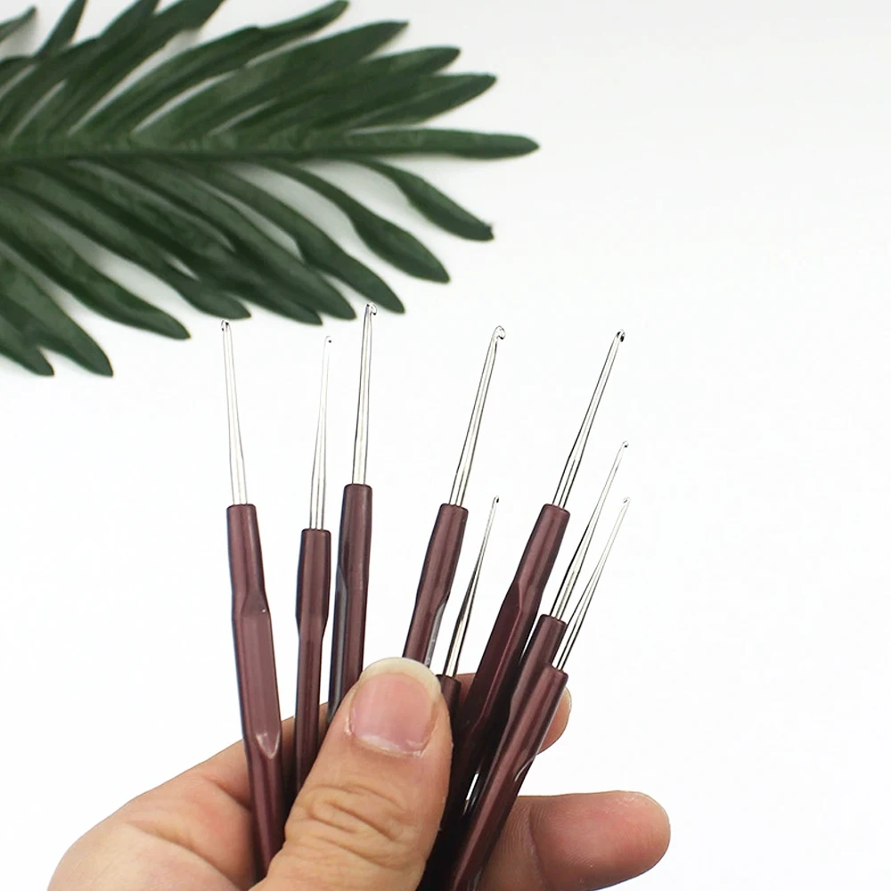 0.5mm、0.6mm、0.7mm、0.8mmの4本組ミニかぎ針セット、かつらエクステンションツールキット、ロック編みかぎ針、細針用