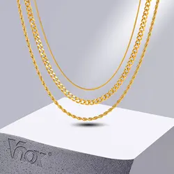 Vnox 3PCS Chain Necklaces for Women, Twisted Rope Chain, Miami Curb Cuban Links Collar, Snake Chain Choker Set