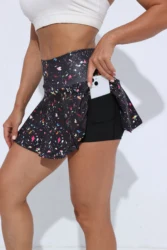 A popular printed high-waisted sports skirt for active women: suitable for all seasons, comfortable, polyester sports skirt,