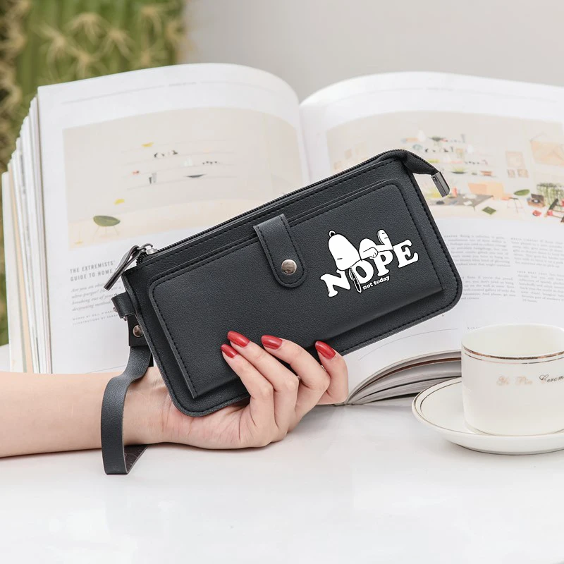 Snoopy Wallet Thin Vintage Women Leather Small Credit Card Holder Money Bag High Quality Pocket Mini Purse Fashion Printed Bags