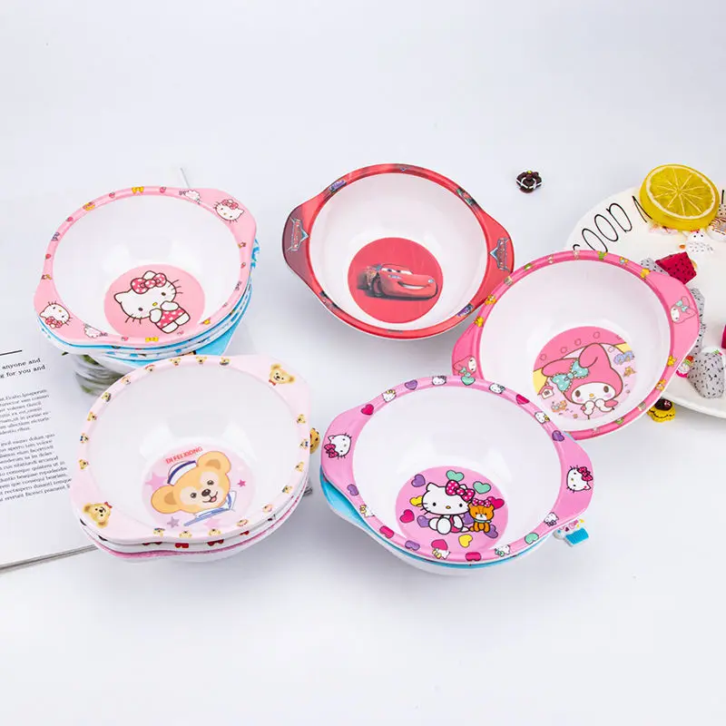 Hello Kitty Lightning McQueen Minnie My Melody Creative Cartoon Baby Bowl Anti-scald and Break-resistant Children's Food Bowl