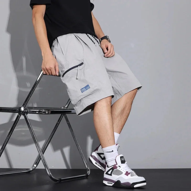 

cargo casual shorts Men's summer slim loose sports plus size speed dry ice silk fifth medium pants