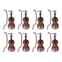8Sets Mini Violins Ornament Miniature Violins Model With Stand Case For Home Office Desktop Decoration Dummy Violin
