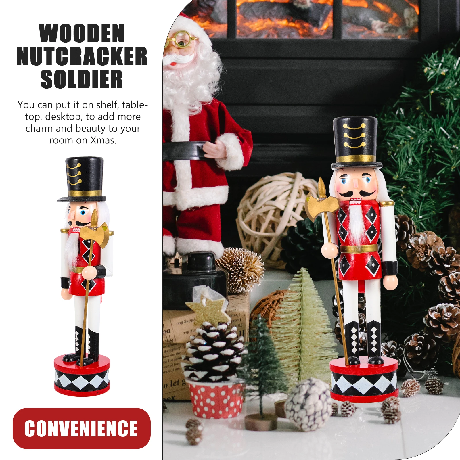 

Christmas Decorations St Drum Nutcracker Wood naments Desktop Crafts Wooden Soldier Xmas Holiday Gifts Kids Room Model