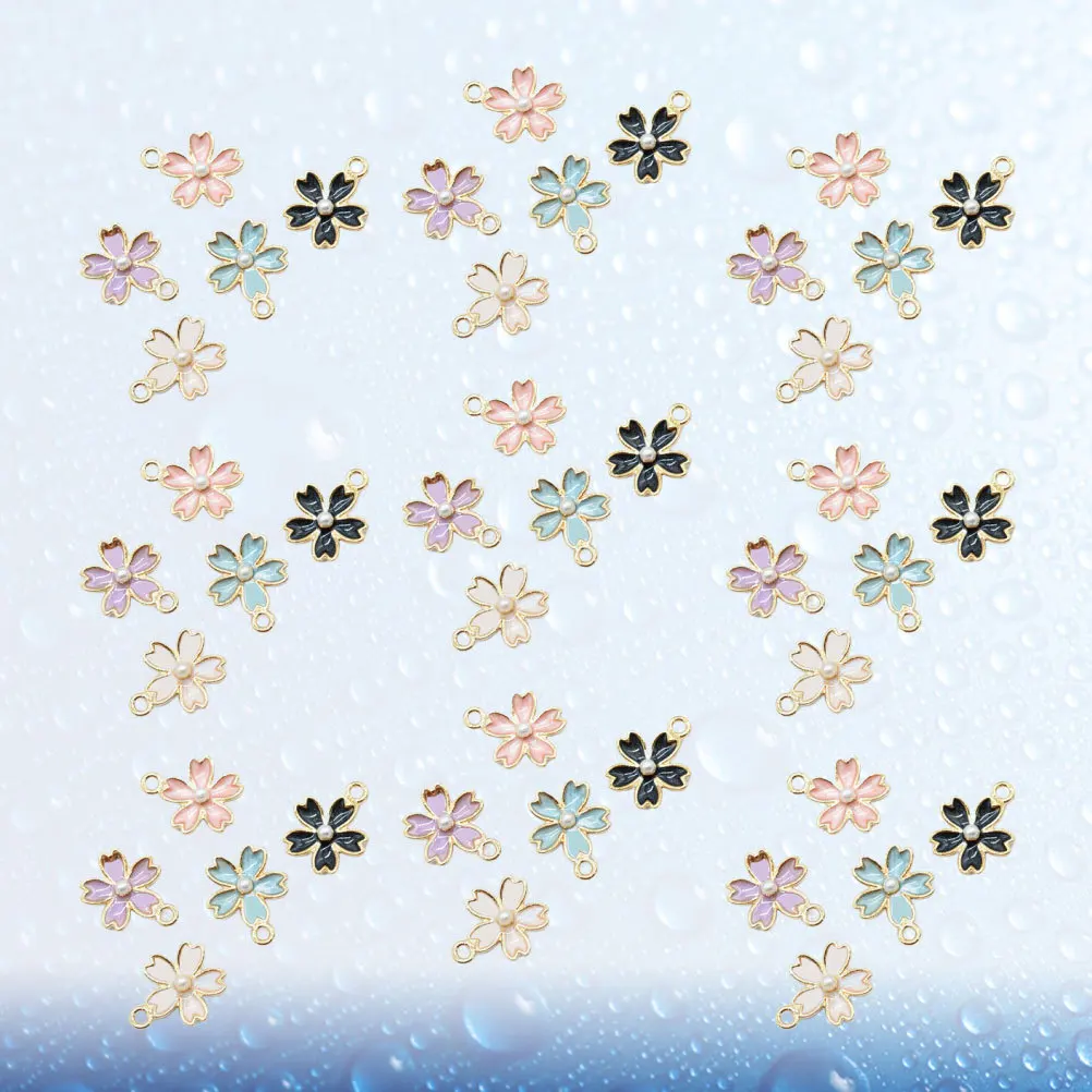 

50Pcs Cherry Blossom Pendant Charms Metal DIY Jewelry Making Accessories for Necklace Bracelet Earrings Keychain