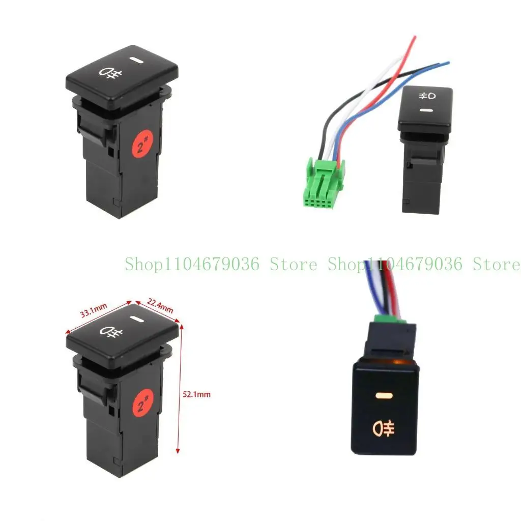 

652F Wearproof for DC 12V 4 Wire Rear Fog Light Switch Foglight Button for Camry