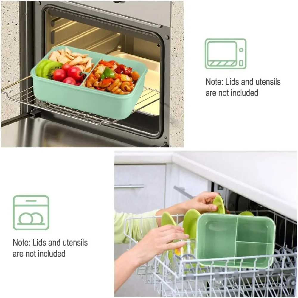 1200ML Bento Lunch Box For Adults Office Picnic, Leak-Resistant Container With Utensils, 3 Sections, Microwave-Safe ﻿ view 3