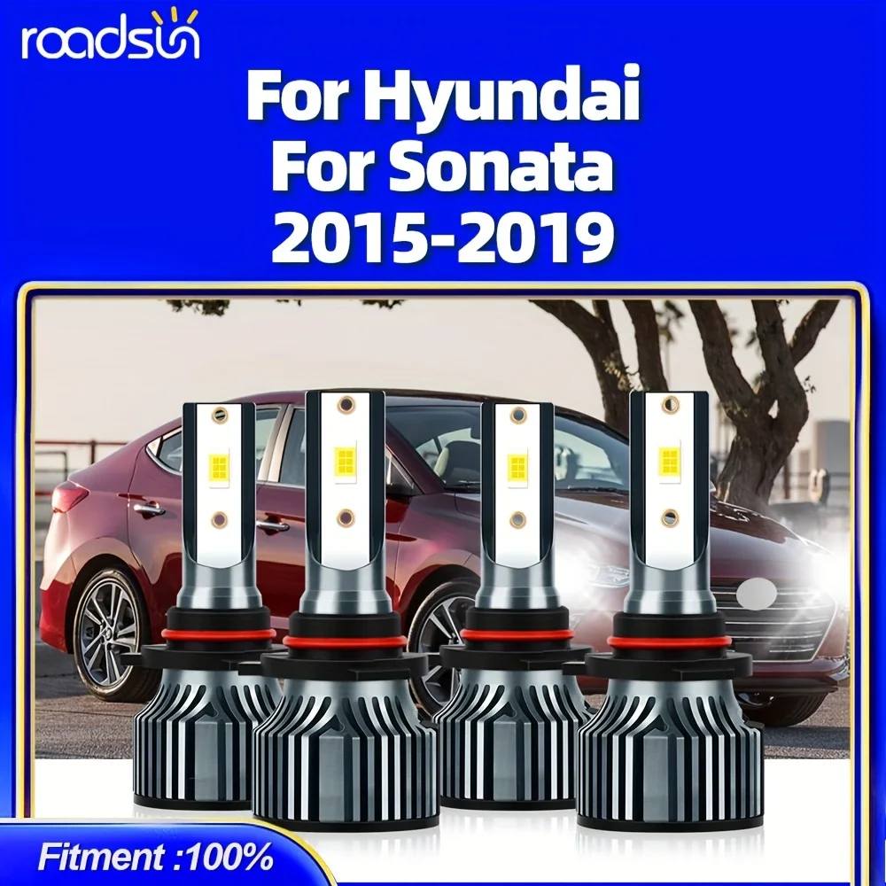 

4 шт. лампа подходит для Hyundai Sonata (2015-2019) светодиодная 9005/HB3 + 9006/HB4 Hi/Lo Beam 25000LM чипы CSP 6500K 200 метров видимый диапазон