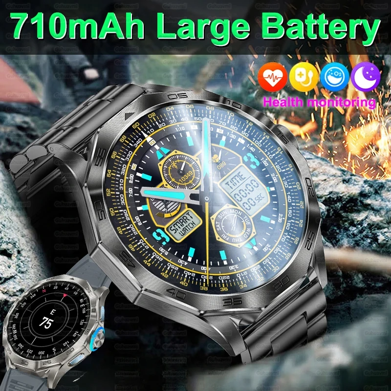 

2025 New Men Smart Watch GPS Tracking Outdoor Sports Compass Voice Bluetooth Call Air Pressure 750mAh Battery Health Smartwatch