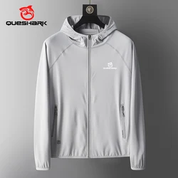 Queshark Reflective Men Quick Dry Ultrathin Ultralight UV UPF50+ Sunscreen Running Jacket Skin Coat Outdoor Protective Clothing