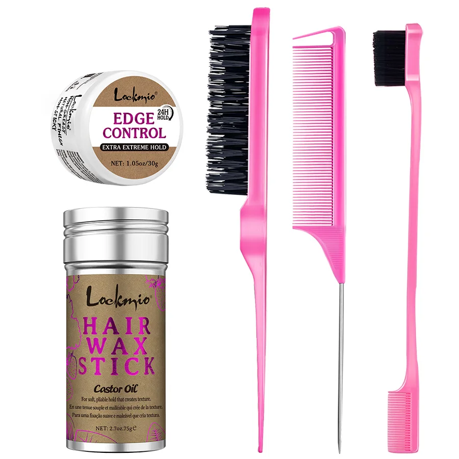 Cera Natural para el cabello, Gel de Control de bordes, cuidado del cabello, acabado suave Anti-frizz, barra de cera, Gel moldeador de línea de cabello y peine de estilismo para mujeres