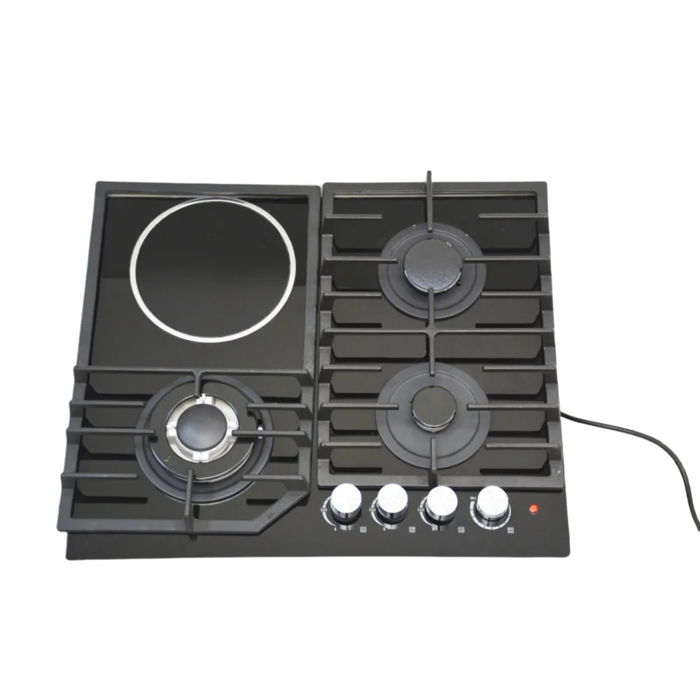 Elettrodomestico da cucina portatile intelligente da incasso a gas in vetro temperato e fornello elettrico per uso domestico