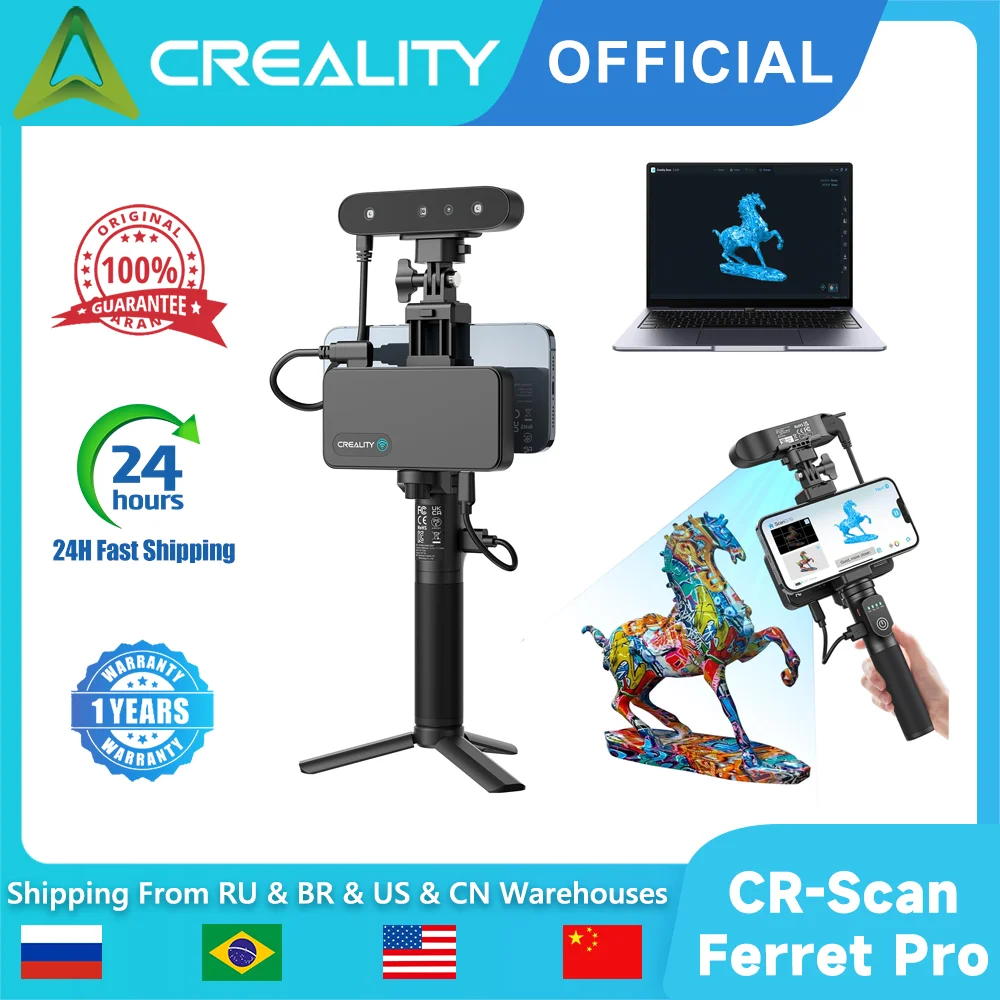 Creality Ferret Pro CR-Scan 3D Scanner Anti-shake Tracking 0.1mm High Accuracy 30fps WiFi Wireless Scanning 3d Printer Scanner