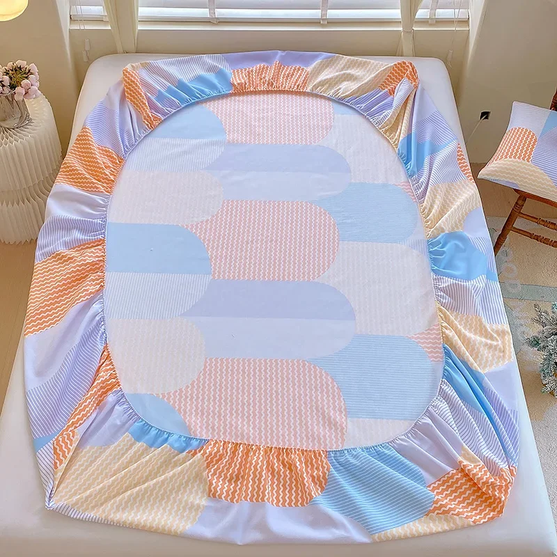 2024 New Cotton Old Coarse Cloth Bed Hat Absorbent AirElastic Fitted Sheet Single 180x200 Printed Cover Pretty Double Bedspreads