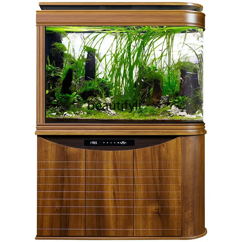 

xxxU-Shaped Fish Tank Household Large Screen Hallway Ecological Glass Arc Aquarium Bottom Filter