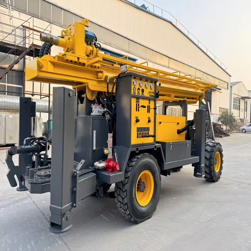 Pneumatic Wheel Water Well Drilling Rig 200m Rotary Rock Boring Machine For Construction Site Utility Infrastructure Needs