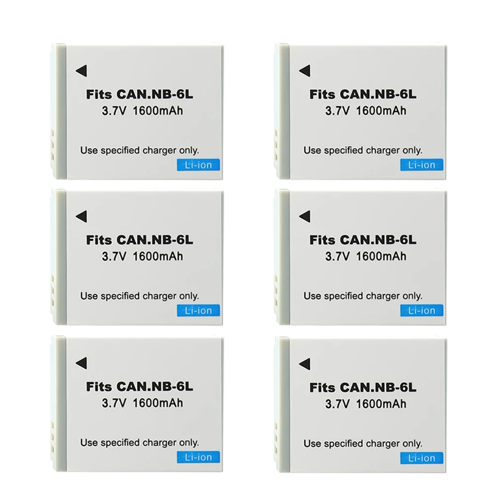 Battery NB-6L for Canon Power-shot IXUS 310 SX240 SX275 SX280 SX510 SX500 HS 95 D10 D20 D30 NB6L NB 6L 1600mAh Batteries