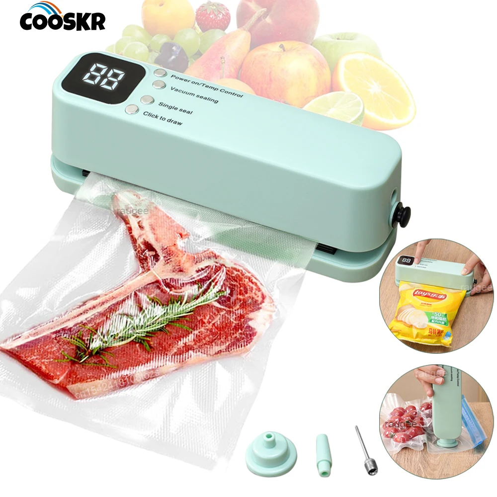 Mini Vacuum Sealer Rechargeable Food Preservation Package Plastic Bags Sealer Portable Wireless Automatic Vacuum Sealing Machine