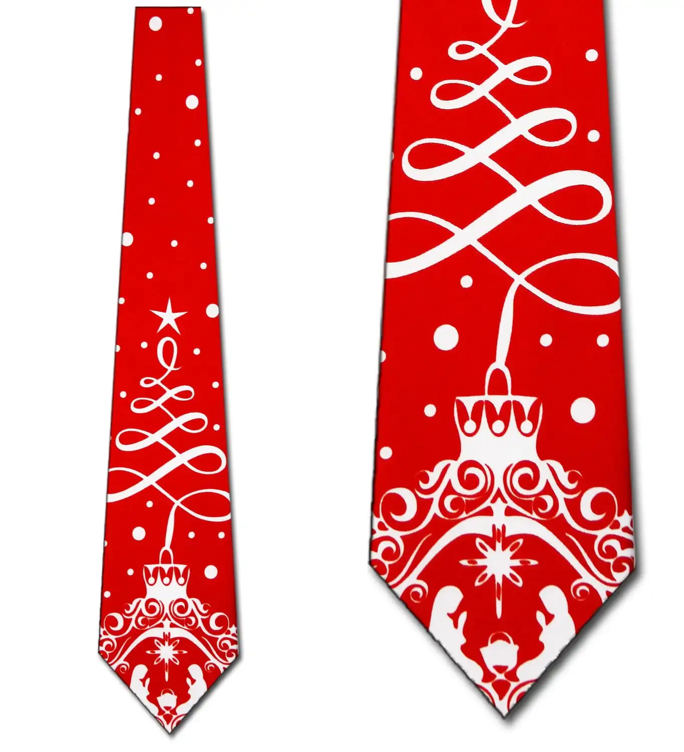 Red Christian Christmas Snowy Manger Necktie Mens Tie Print One Size Ties for Men Gift