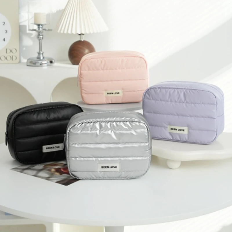 Cosmetic Bag High-end Large-capacity Portable Solid Color Cosmetics Storage Bag Fashionable Travel Toiletry Bag