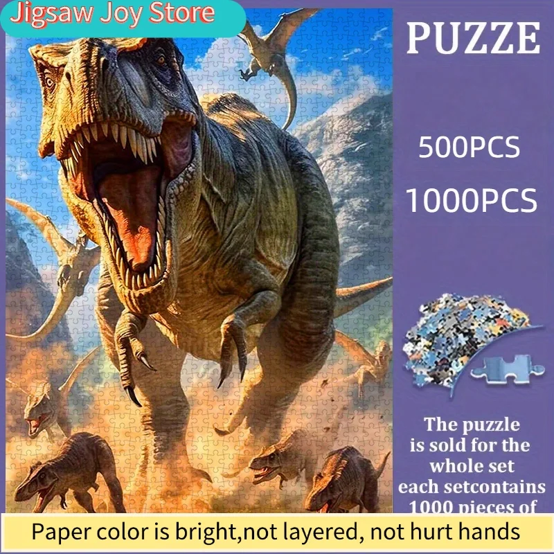 Puzzle, DIY Paper Puzzle, Tyrannosaurus Rex and Dinosaur Herd, Jurassic Era, Ancient Creatures, Adult Puzzle, Suitable for Ho