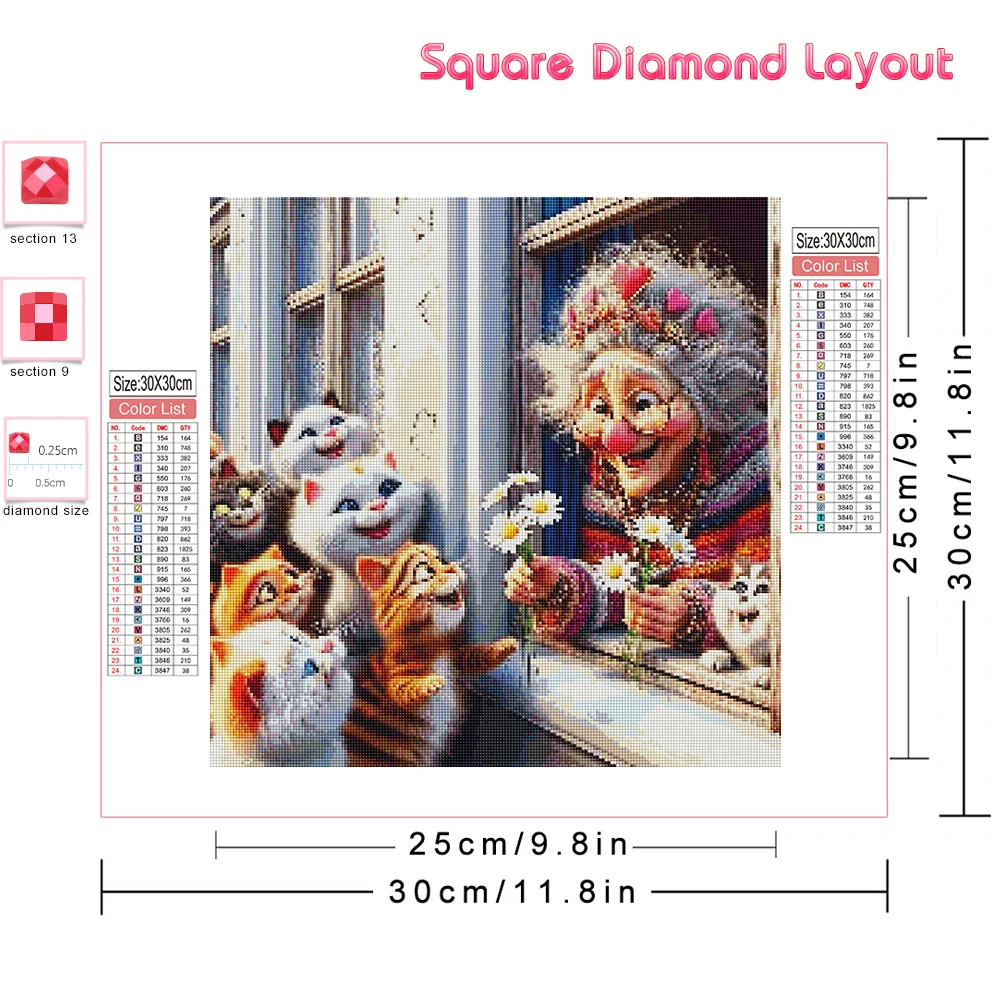 AZQSD 5D DIY Diamond Painting Portrait Grandma Kits  Drill Embroidery Old Lady Rhinestone Pictures Mosaic Animal Home Decor