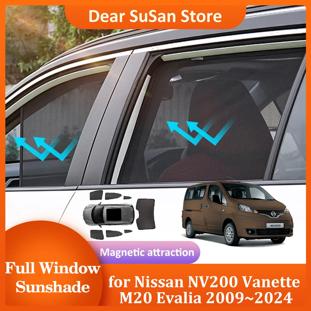 Car Magnetic Sunshade for Nissan NV200 Vanette M20 Evalia 2009~2024 Windshield Curtain Side Window Sunroof Pad Cover Accessories