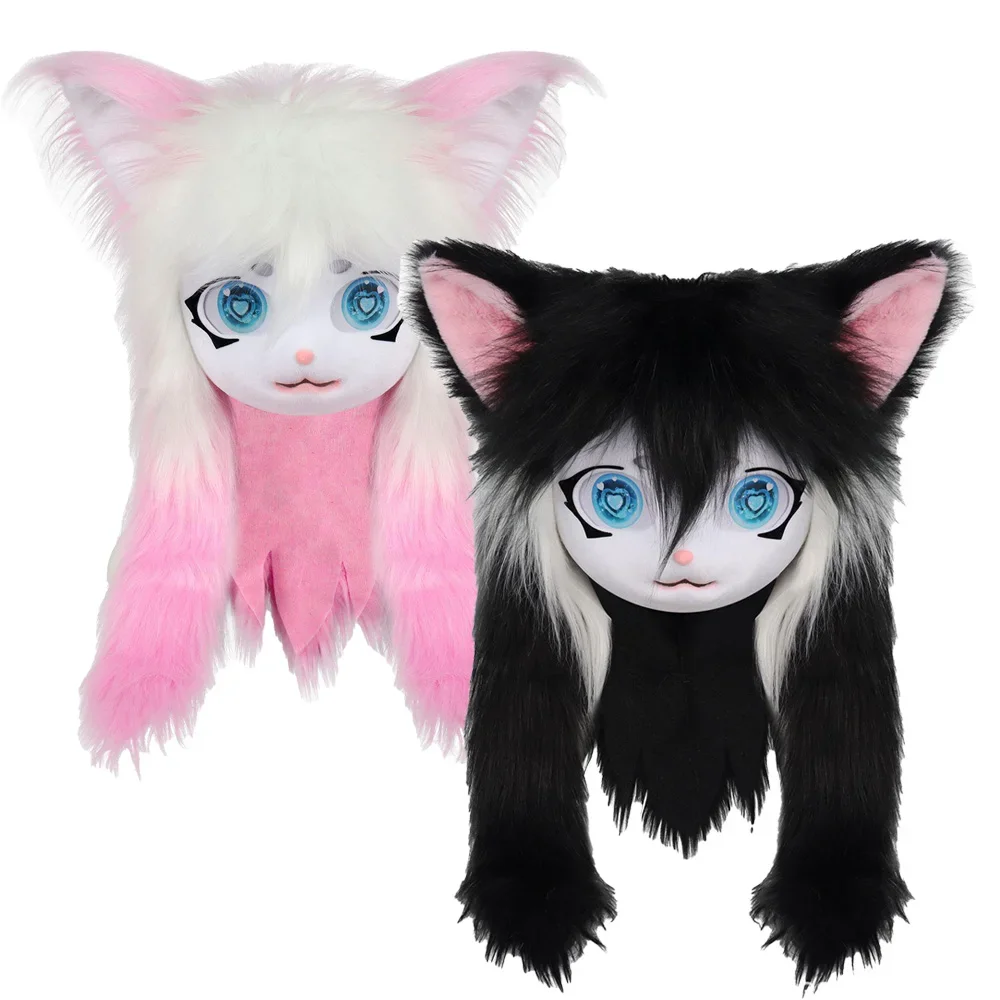

Kigurumi Beast Head Skull Mask Cosplay Fursuit Animal Cat Anime Lolita Kig Helmet Halloween Carnival Party Costume Prop Gifts