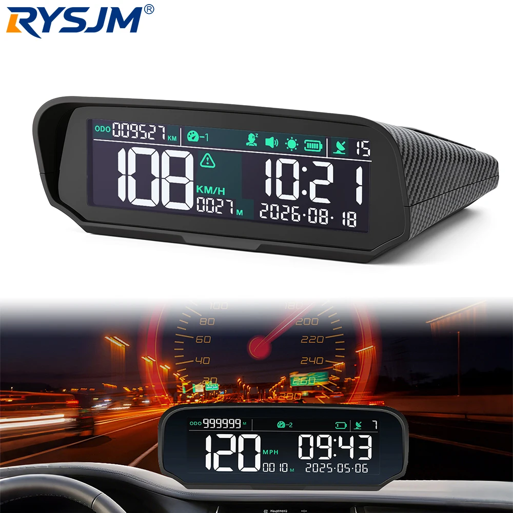 X100 Wireless Solar HUD GPS Speedometer Digital Odometer Altitude Meter Overspeed Fatigue Alarm KM/H MPH Car Head Up Display