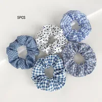 5pcs Polka Dot Hair Ties Elegant Cute Fabric Scrunchies with Flower Prints Sweet Floral Dot Hair Bands Academy Style for Ages - Image 3