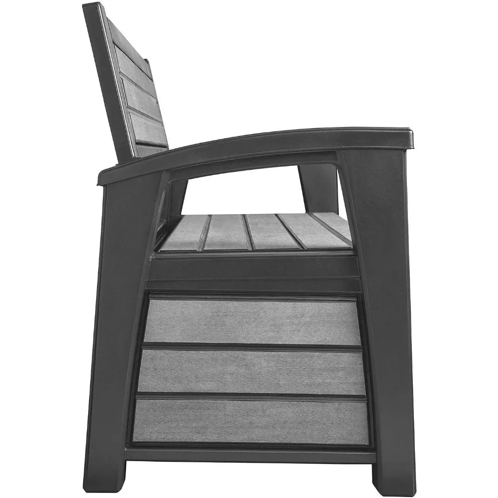 60 Gallon Plastic Resin Weather Resistant Outdoor Backyard Patio Storage Bench Deck Box, Grey