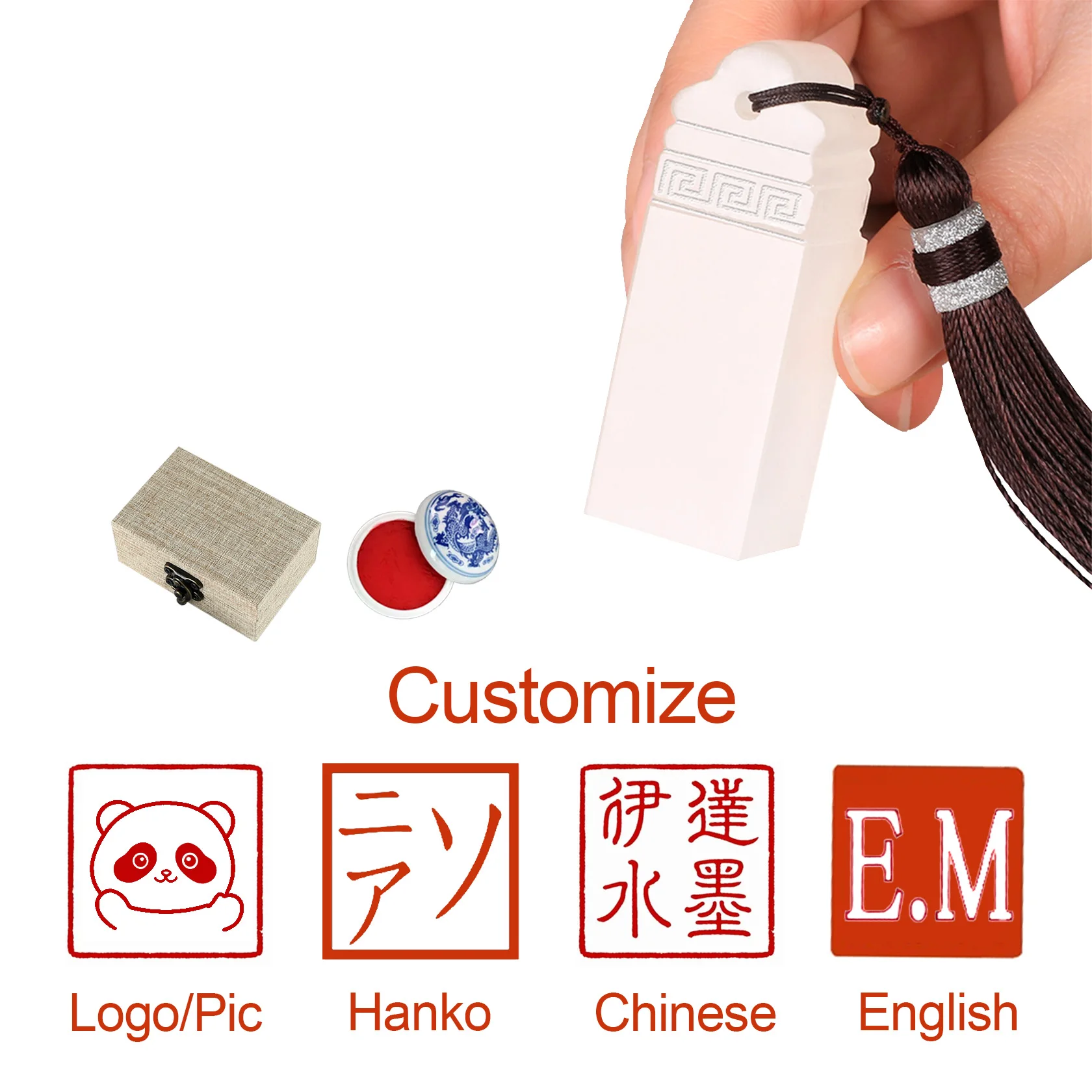

Customized Personal Chinese Name Stamps Square Natural Stone Name Seal Calligraphy Painting Collection Signature Chop Chapter