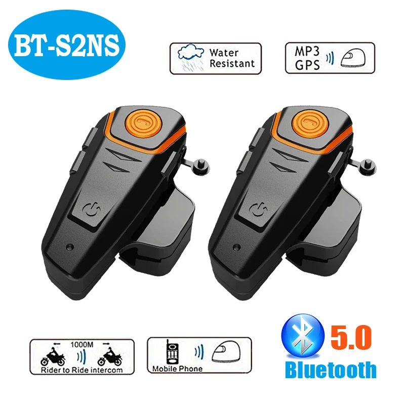 BT-S2NS Motorcycle Bluetooth-Compatible Helmet Headset Intercom GPS Multi Interphone FM MP3 1000M Intercomunicador Waterproof