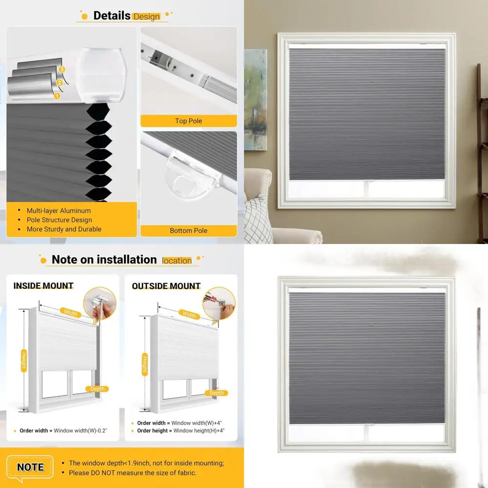 

Беспроводные сотовые затемняющие шторы, 33x38, обработка окон из ткани, холодное серебро