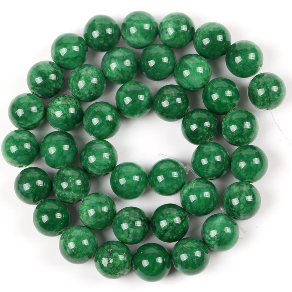 Natural Mi Huang Green Jades Stone Beads Round Loose Spacer For Jewelry Making DIY Bracelet Handmade 6/8/10mm