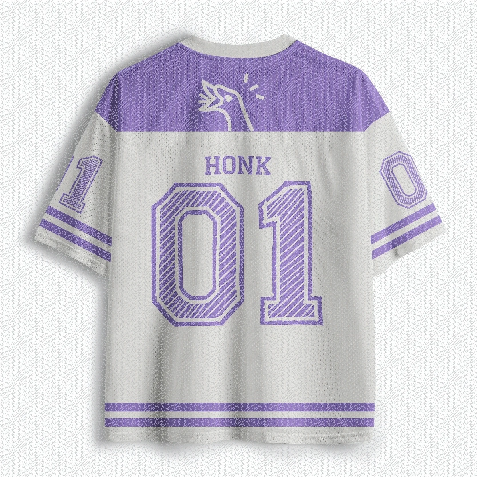 V-neck Sports Shirt Full Print Hand-painted Duck Swan Sketch Fun Slogan Pattern Short Sleeved Casual Street Football T-shirt