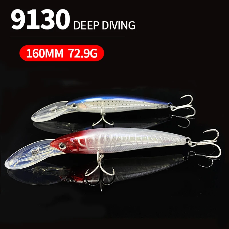 160mm 72.9g Big Heavy Minnow Trolling Casting Fishing Bait Deep Diving Seabass Trout Lure Isca Pesca Minnow Hard Bait 9130 view 5