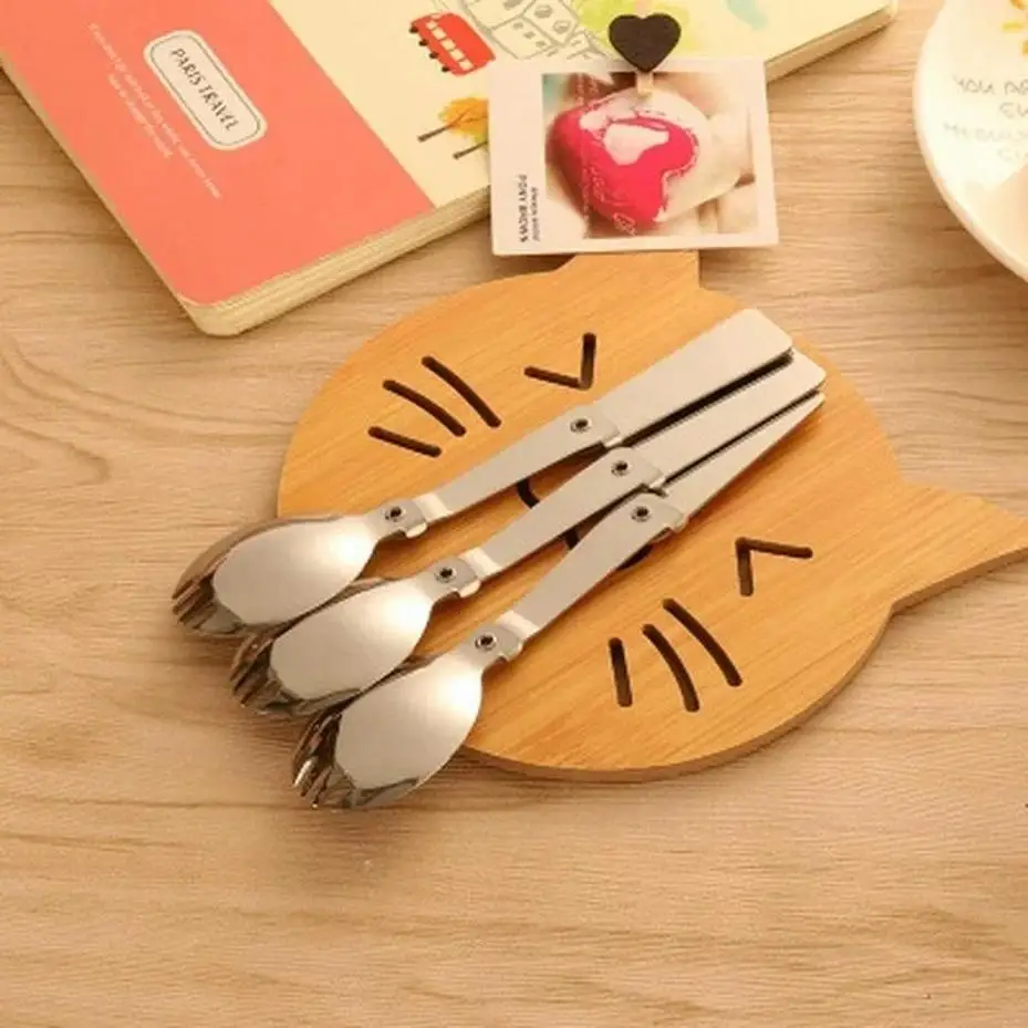 1 Pcs Outdoor Traveling Accessories Camping & Hiking Picnic Silver Spoons Fork Stainless Camping Equipment