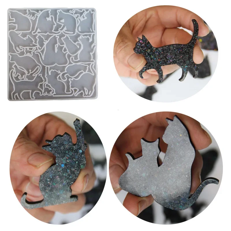 DIY Cat Figure Pendants Silicone Mould Cat Earrings Resin Mold Jewerlry Molds Jewelry Accessories