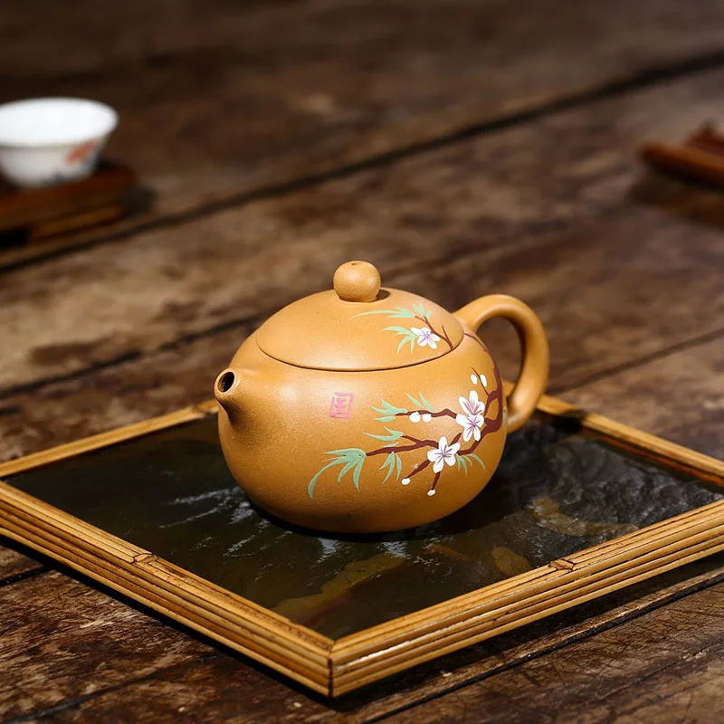 270ml Authentic Yixing Purple Clay Teapot Handmade Plum Bossom Xishi Tea Pot Chinese Filter Beauty Kettle Household Zisha Teaset