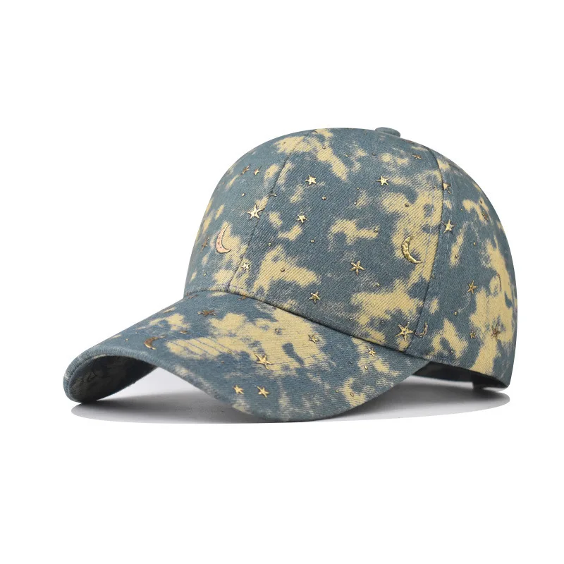 

New Trendy Personalized Starry Sky Print Baseball For Men And Women Gradient Color Star Distressed Dad Hat