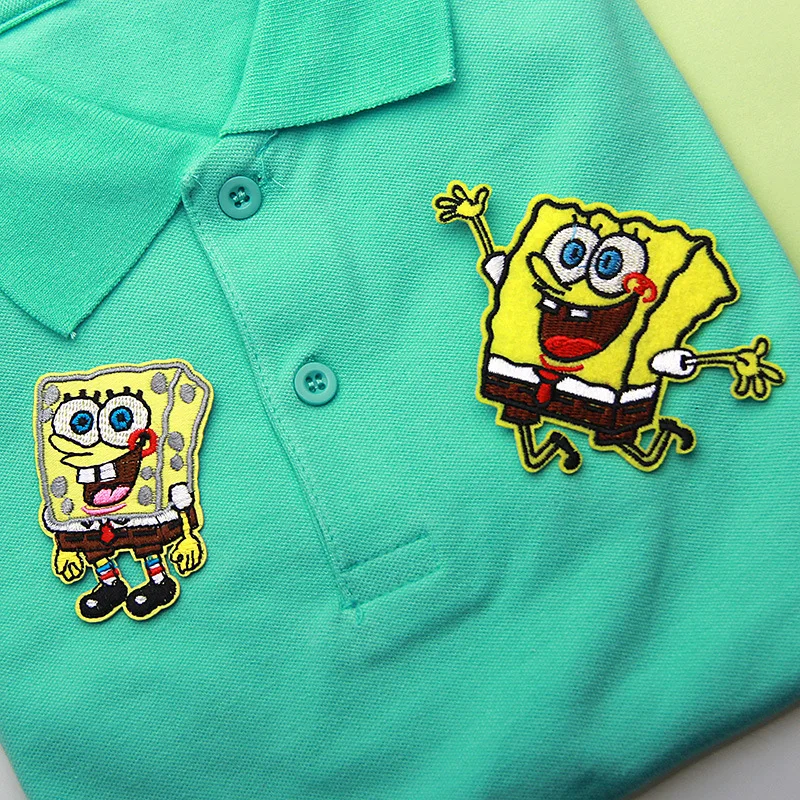 

Children's Cartoon Anime SpongeBob Patrick Decorative Stickers for Clothes and Bags Repair Hole Embroidery Patch Crochet Cute