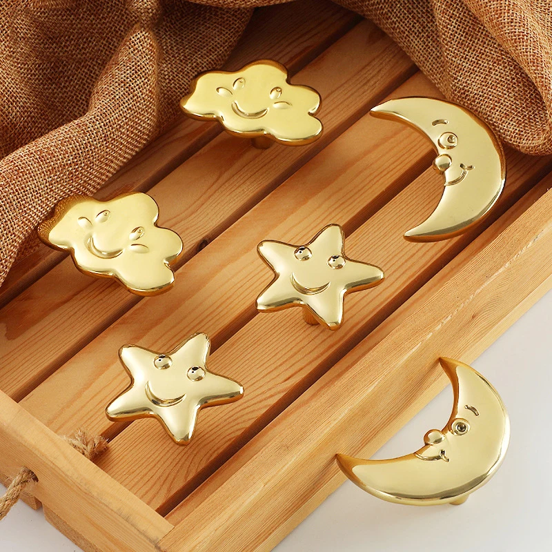 

Simple Children's Room Creative Door Handle Cute Cartoon Cabinet Door Handle Star Moon Cloud Drawer Single Hole Small Handle