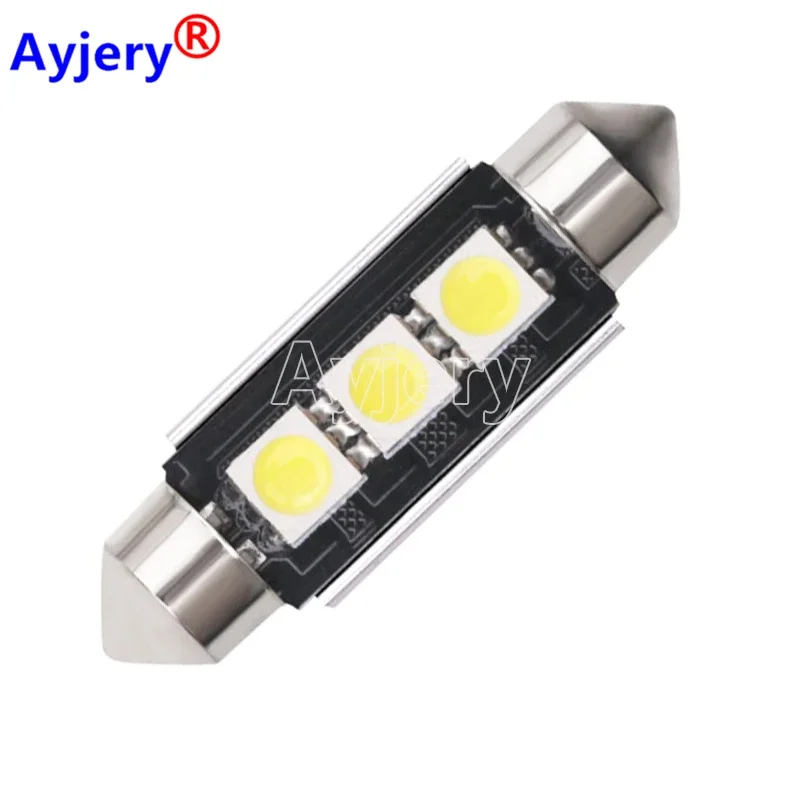 

AYJERY 100PCS C5W C10W LED Canbus 5050 3 SMD Festoon White 36 39 41mm Dome Reading Light Car Interior Lamp 12V Error Free