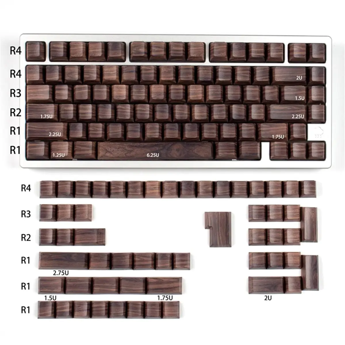 Wooden Texture Keycaps for Mechanical & Magnetic Keyboards - Retro Wood Grain Artisan Keycap Set for DIY Customization