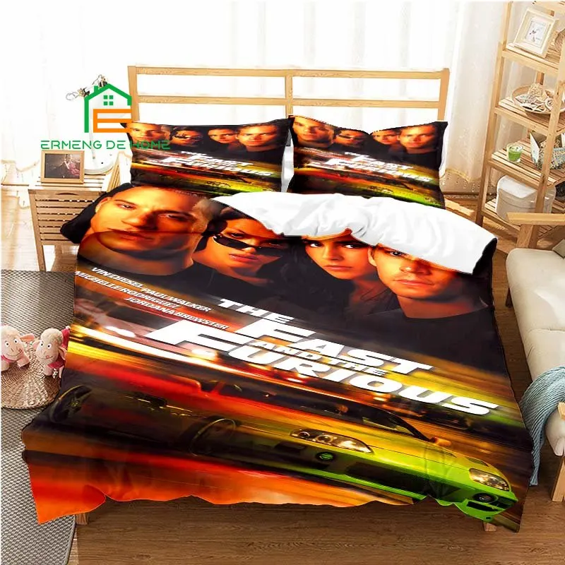 Fast and Furious Pattern Duvet Cover Set Bedding for Aldult Kids Bed Set Game Quilt Cover Comforter Cover Bedding Set