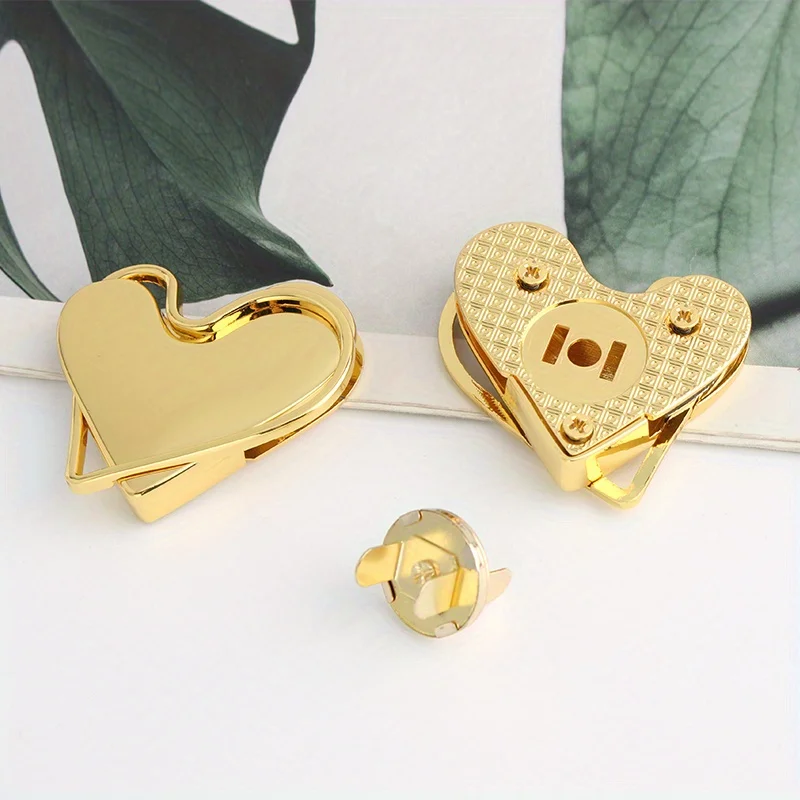 2PCS Handbag Metal Heart Magnetic Clasp Heart Shape Lock with Magnetic Clasp Shoulder Bag Crossbody Bag Hardware Accessories