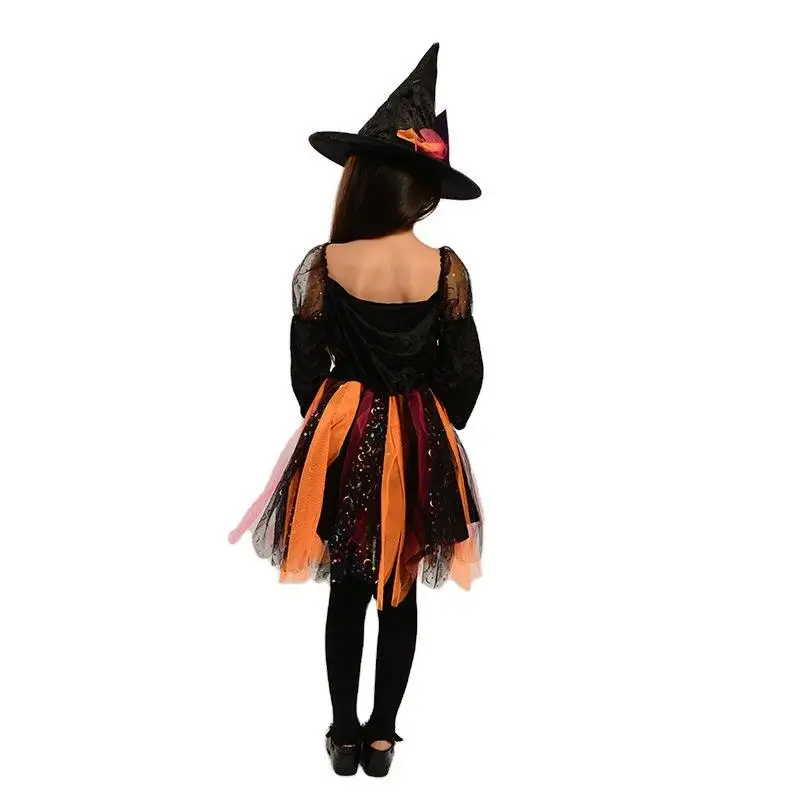 loween Costume Par orm Piccola strega con cappello Costume da palcoscenico per performance cosplay Cus Made Abbigliamento etnico da donna