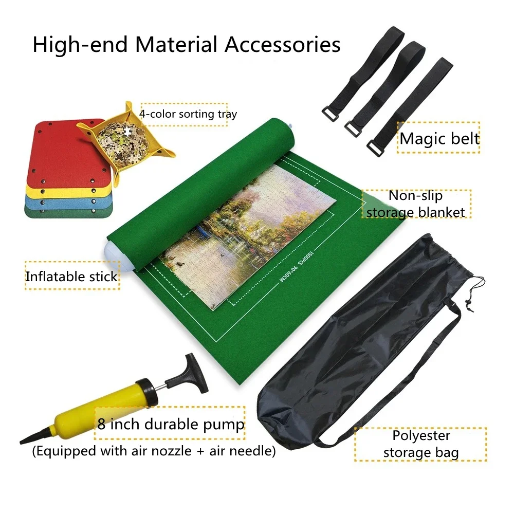 Puzzles Mat Jigsaw Roll Felt Mat Play Mat Puzzles Blanket for Up To 1500-3000pcs Puzzle Accessories Portable Travel Storage Bag