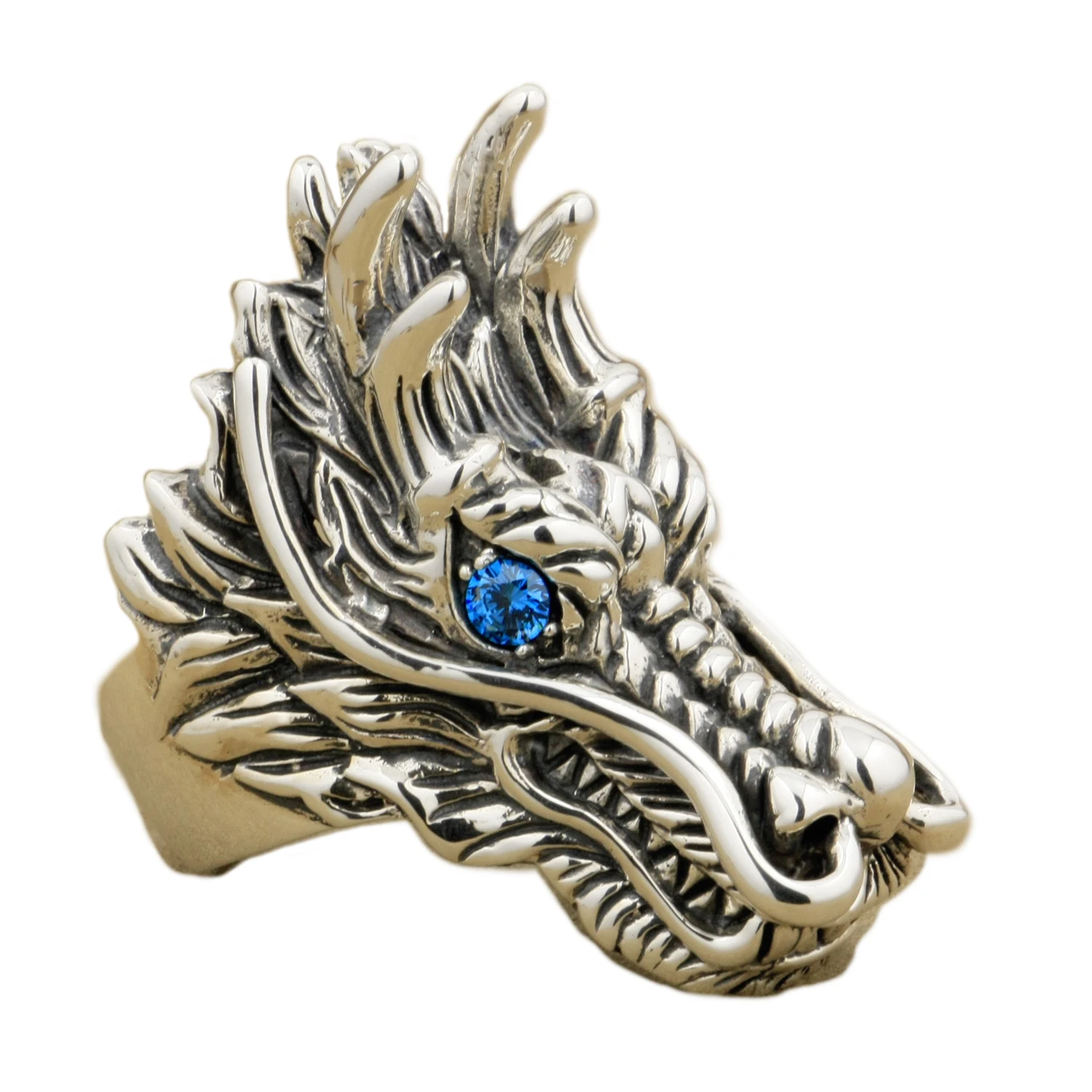 CZ Eyes 925 Sterling Silver Huge Dragon Ring 9D110 US Size 8 to 15